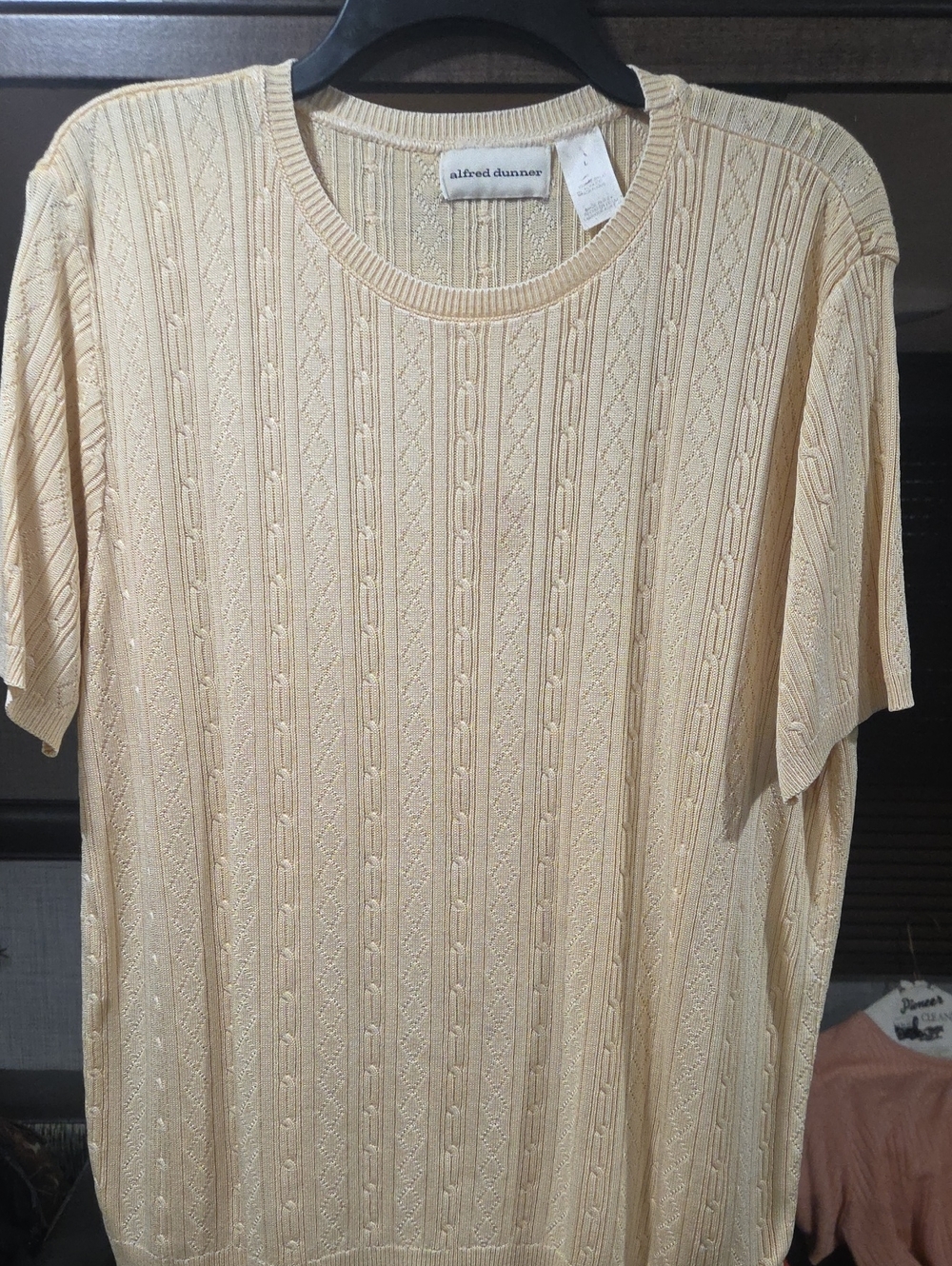 Alfred Dunner Light Cream Cable-Knit Crewneck Sweater